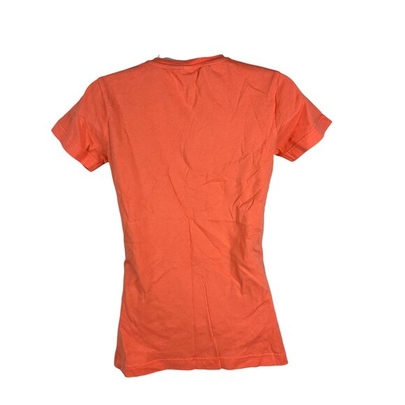L.A.T Live and Tell Ladies XS Orange Crew Neck Short Sleeve Cotton T-Shirt - Picture 2 of 5